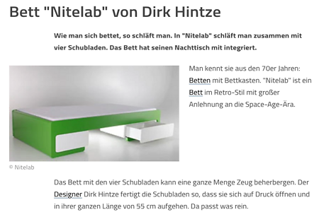 Bett "Nitelab" von Dirk Hintze